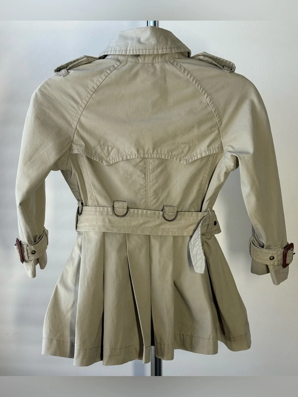 Ralph Lauren Toddler Girls Double-Breasted Belted Khaki Trench Coat 2T Like New